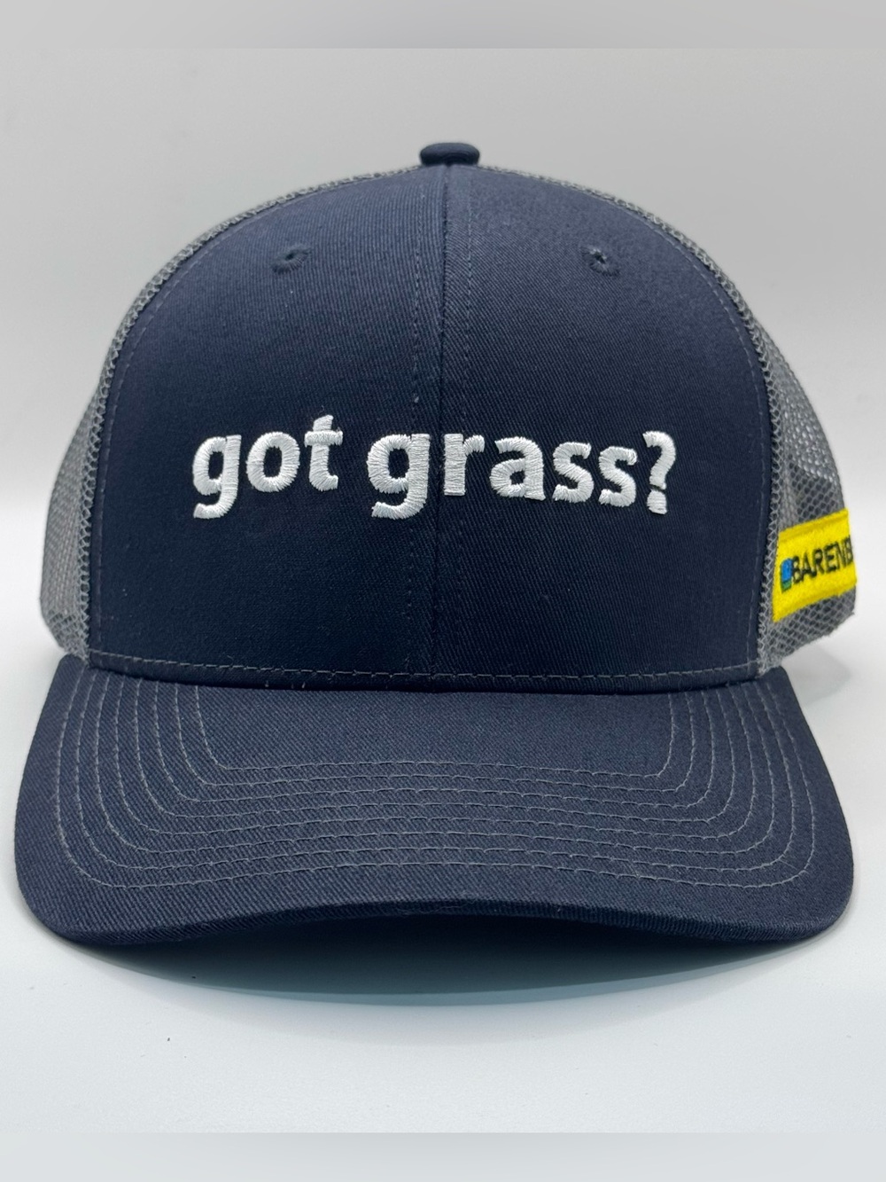 Black & Gray “got grass?” Adjustable Snapback Trucker Hat, Barenbrug Logo, NWOT
